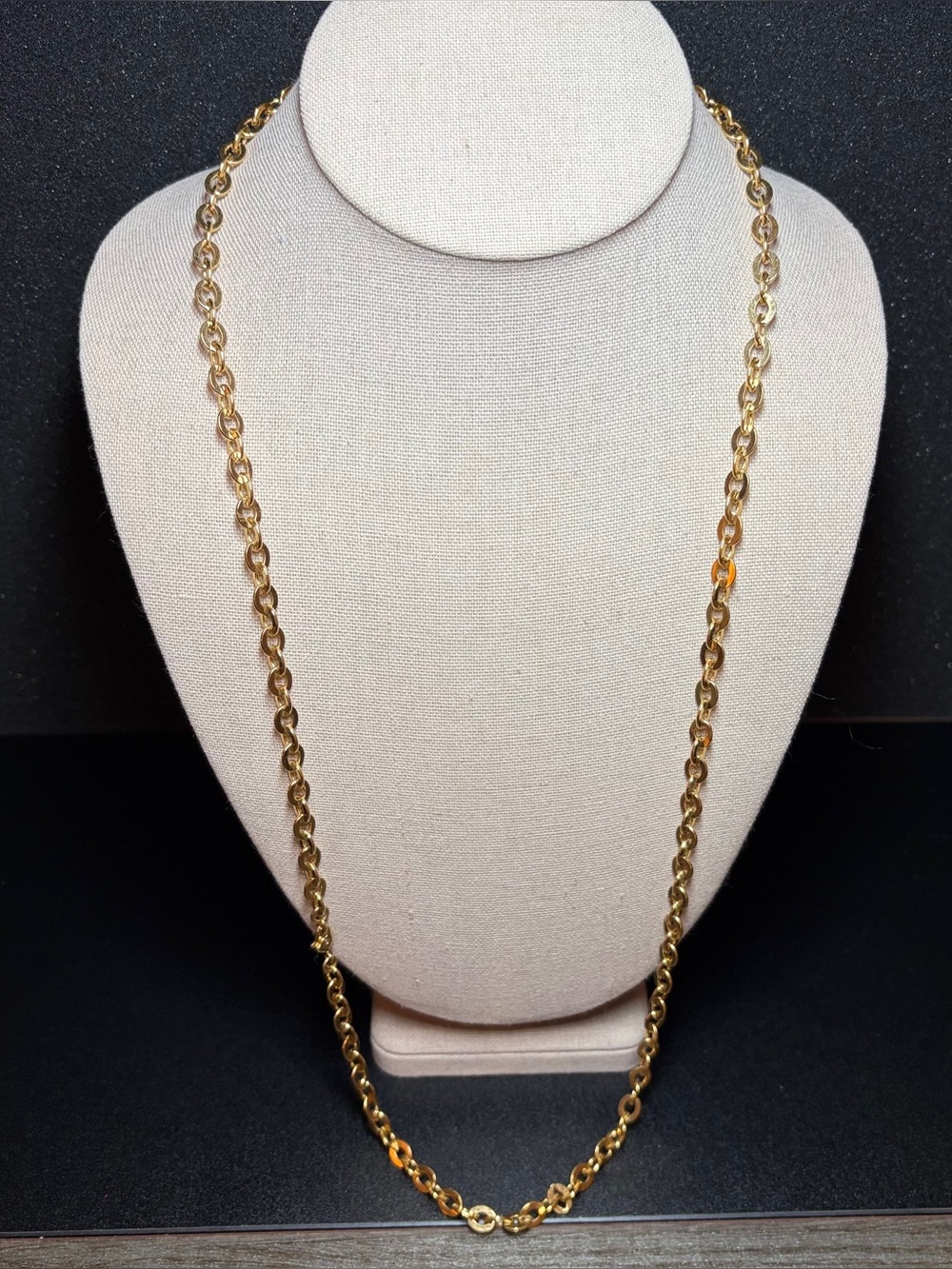 Monet Classic Long Gold Tone Round Link Chain Necklace